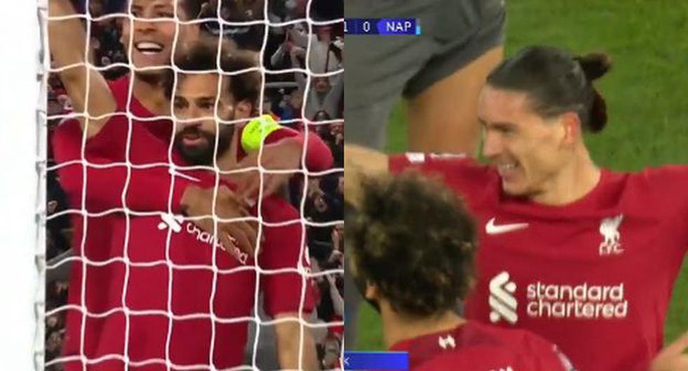En la agonía: Darwin Núñez y Salah hicieron los goles para el 2-0 de Liverpool vs. Napoli en Champions 