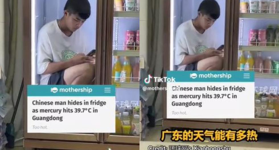 Es viral por meterse en el refrigerador para escapar del terrible calor de China