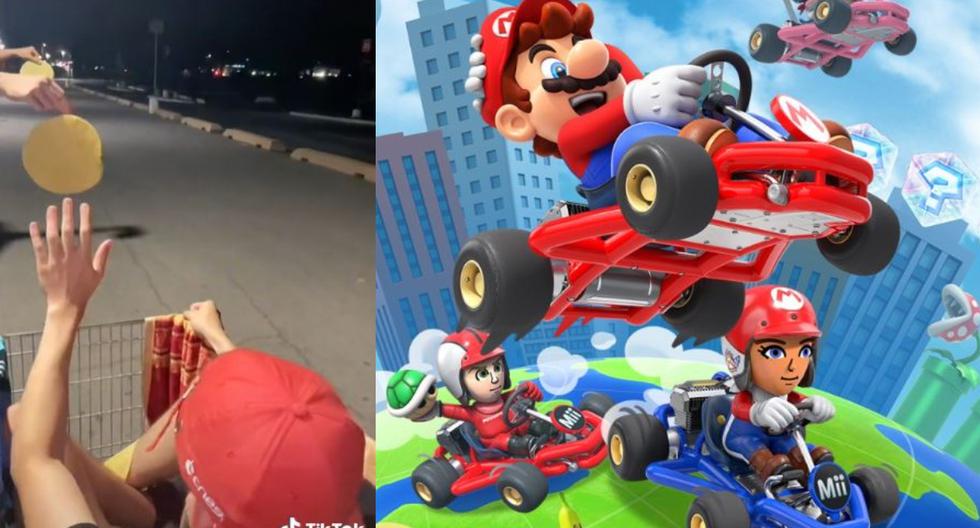 TikTok has fun with a hilarious parody of a real-life Mario Kart race.