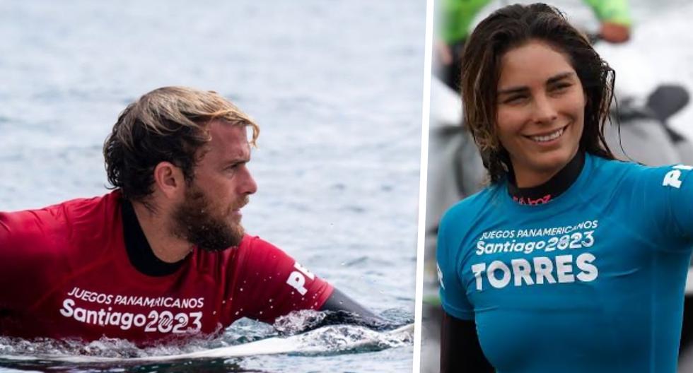 ¡Bronze medals for Peru! Vania Torres and Miguel Tudela win medals in Surfing at Santiago 2023.