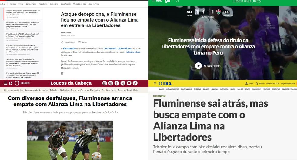 Nada conformes: la reacción de la prensa brasileña tras el empate entre Alianza Lima y Fluminense [FOTOS]