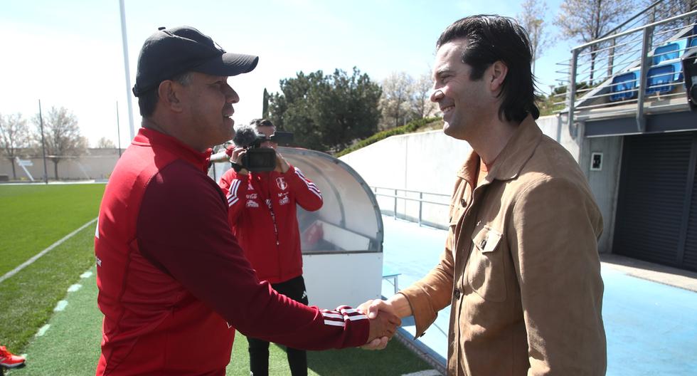 Qué visita: Santiago Solari llegó a los entrenamientos de la Selección Peruana en Madrid