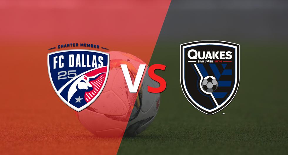 The first half ends with a 3-0 victory for FC Dallas vs San Jose Earthquakes.