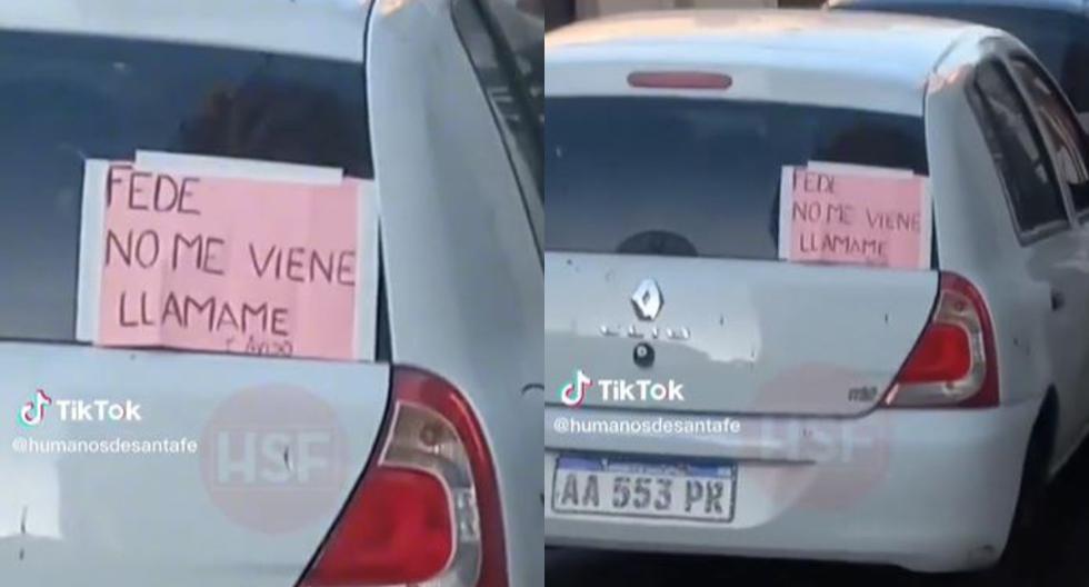 Revela a su novio que está embarazada con un cartel encima de su auto