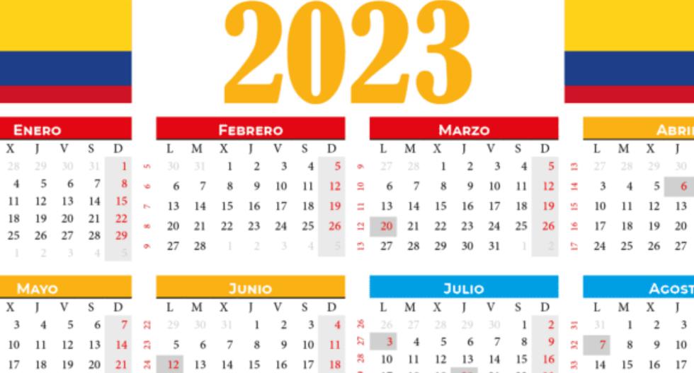 Calendario 2023 en Colombia qué días son festivos y feriados este año