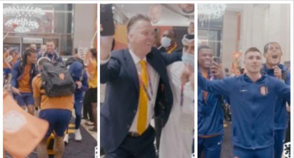 To the rhythm of 'Waka Waka': Van Gaal and Netherlands players celebrated after qualification.