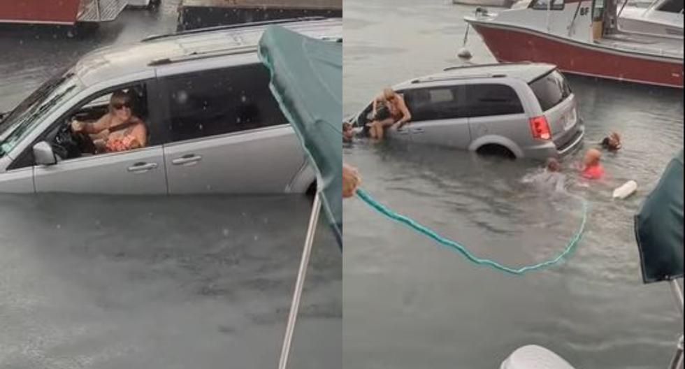 Quedan impactados al ver a turistas hundirse con su auto en aguas de Hawái