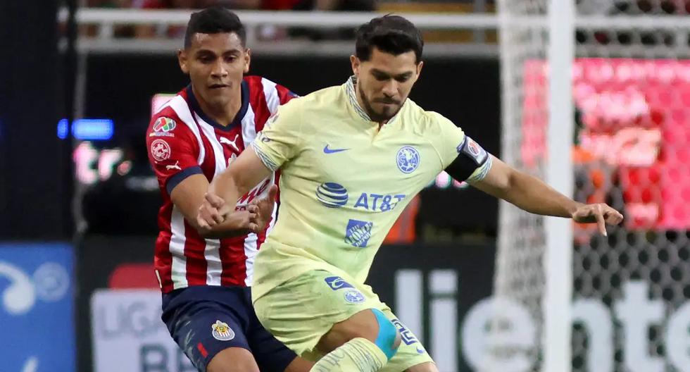 Which channel is broadcasting the Club America vs. Chivas de Guadalajara match NOW for Liga MX playoffs?