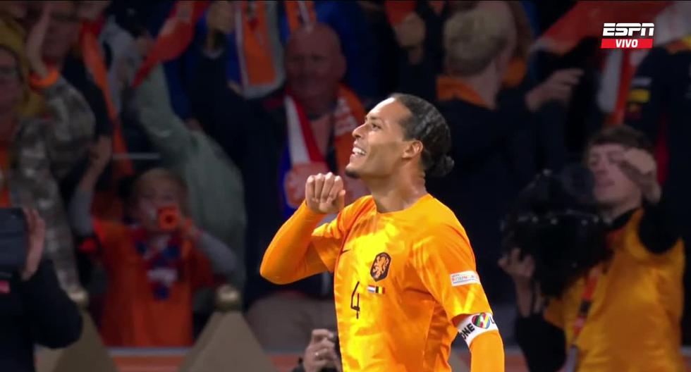 Virgil van Djik anotó el 1-0 de Países Bajos vs. Bélgica con su característico cabezazo 