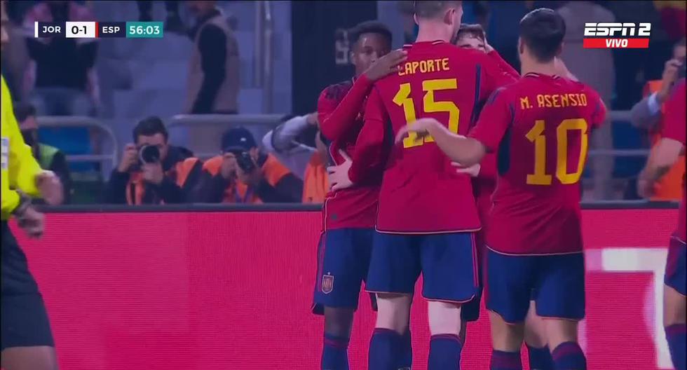 Aumenta la ventaja: gol de Gavi para el 2-0 de España vs. Jordania en amistoso 