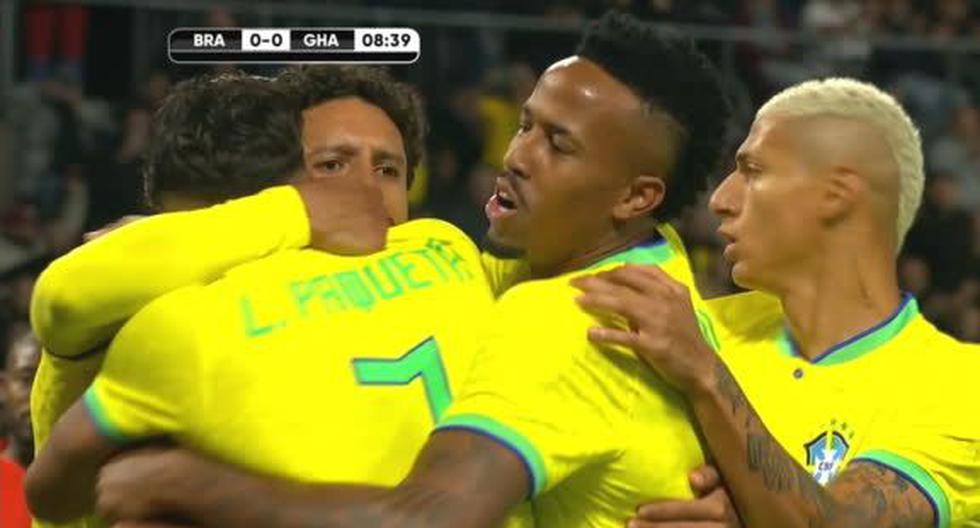 Por la vía aérea: gol de Marquinhos para el 1-0 del Brasil vs. Ghana 
