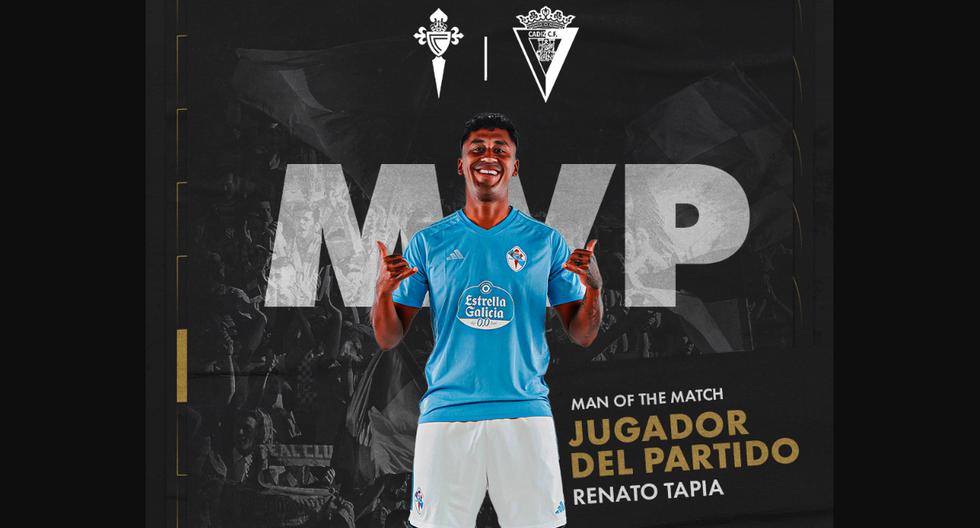 Renato Tapia fue elegido como el mejor jugador del duelo entre Celta de Vigo vs. Cádiz