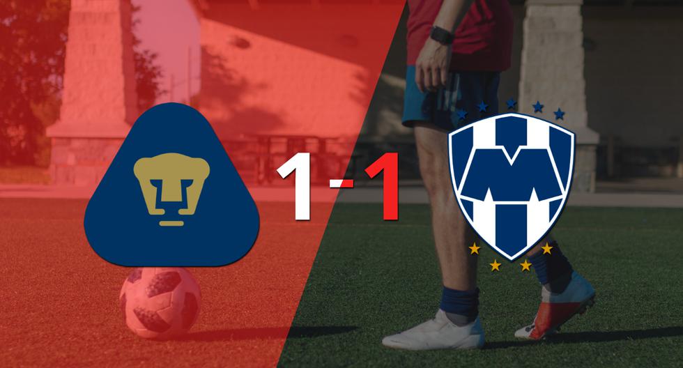 Pumas UNAM y CF Monterrey se reparten los puntos y empatan 1-1