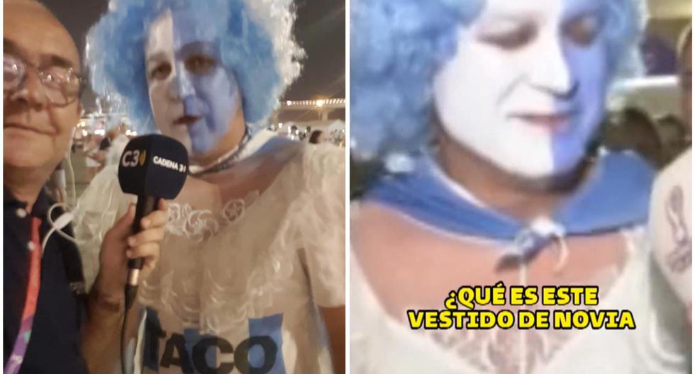 Con un vestido de novia: hincha de Argentina sorprende con su atuendo en el Mundial 