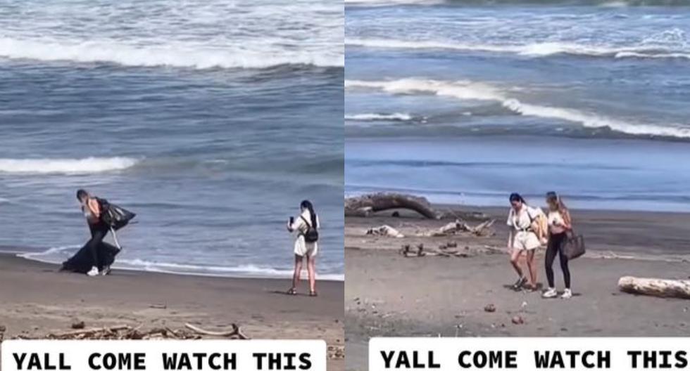 La graban limpiando basura de la playa, pero descubren su farsa ambientalista