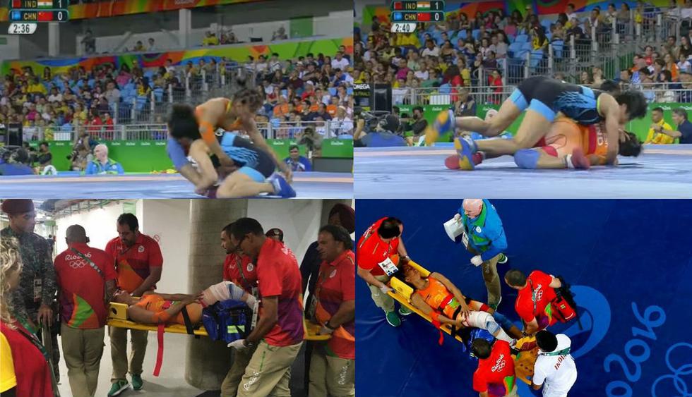 Río 2016: la terrible lesión en la rodilla de luchadora india Vinesh Phogat. (Internet)