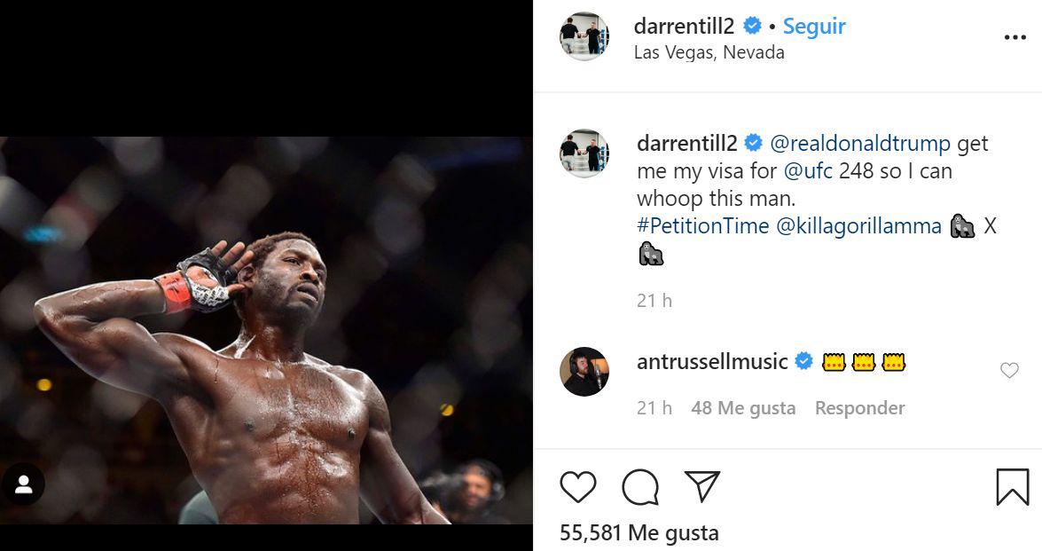 Darren Till le pidió a Donald Trump que le dé la visa para estar en el UFC 248. (Instagram)