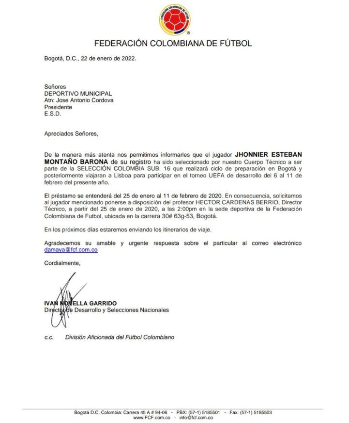 La Federación Colombiana de Fútbol convocó al hijo del exfutbolista de Alianza Lima, Jhonnier Montaño. (Foto: Twitter)