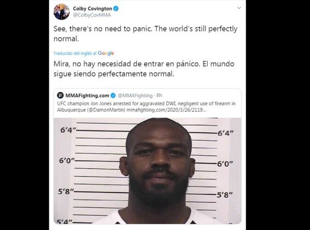 La reacción de los peleadores de UFC ante el nuevo arresto de Jon Jones. (Twitter)
