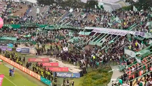 Se suspendió el clásico entre Atlético Nacional y América por disturbios en las tribunas (Foto: difusión):