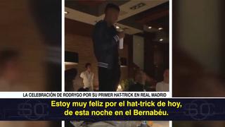 El discurso de Rodrygo: se subió a la mesa y habló de su ‘hat trick’ en Champions League