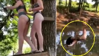 Mujer “levita unos segundos” antes de caer al río y desafía las leyes de la física 