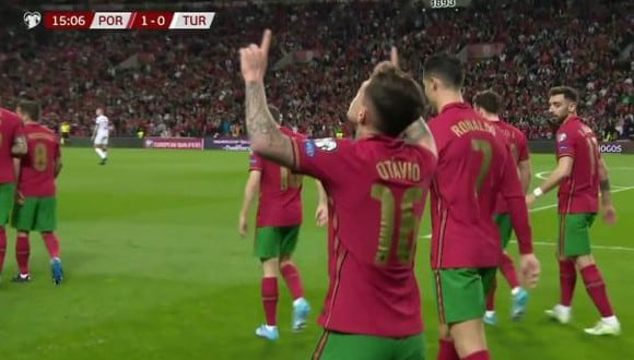 Otávio anotó el 1-0 de Portugal vs. Turquía en la repesca del Mundial de Qatar 2022. (Foto: DIRECTV)