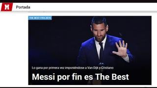 La primera vez: la reacción de la prensa internacional tras el premio The Best que se llevó Leo Messi