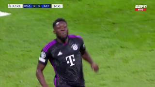 ¡Gol de Alphonso Davies! Con potencia, marca el 1-0 del Bayern y silencia al Real Madrid