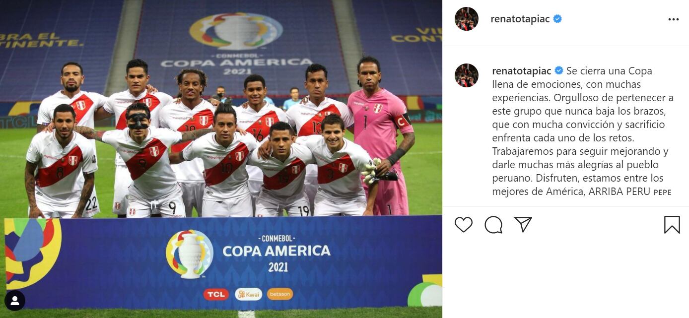 El mensaje de Tapia post Copa América (Instagram)