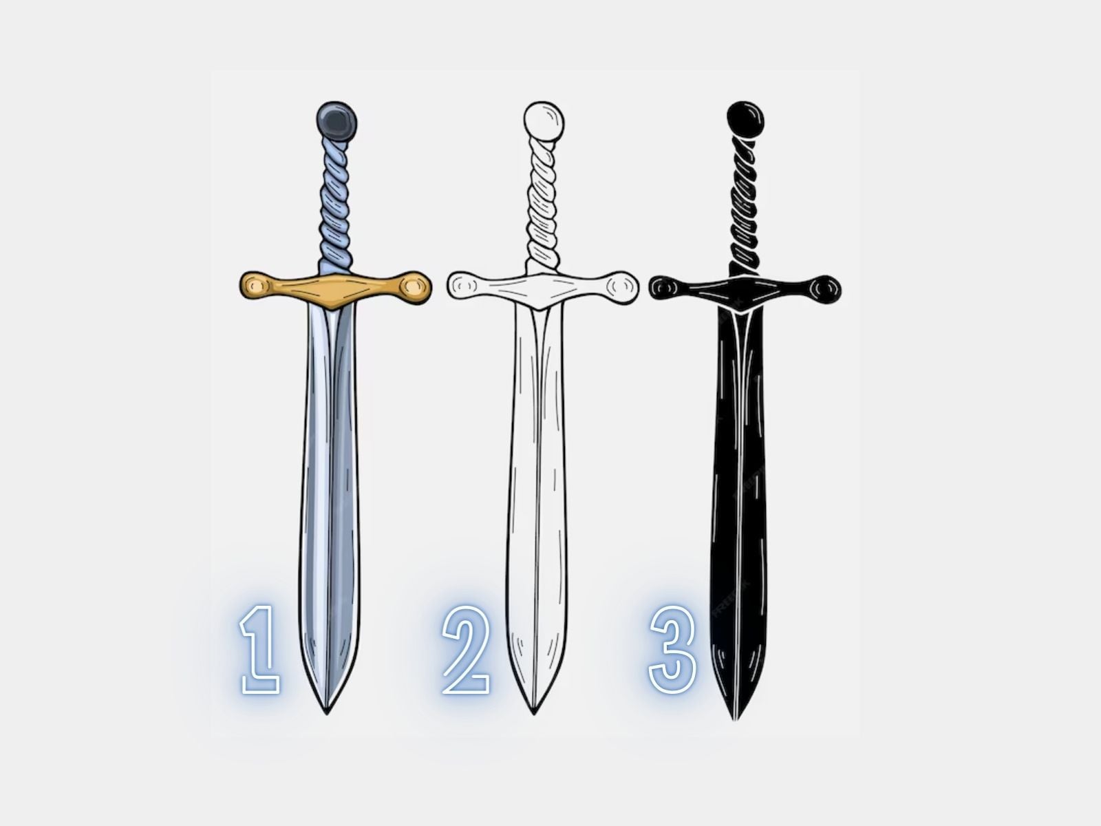 TEST VISUAL | Solo tendrás que elegir una de estas espadas. (Foto: Composición Freepik / Depor)