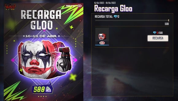 Evento Recarga Gloo en Free Fire