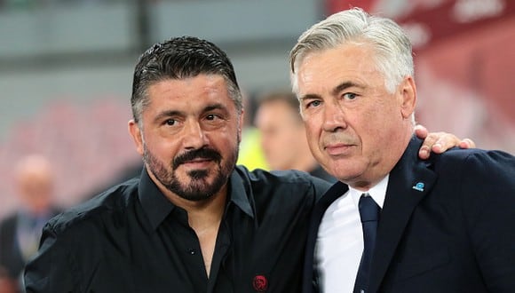 Ancelotti y Gattuso coincidieron como entrenador y jugador en el AC Milan. (Foto: Getty Images)