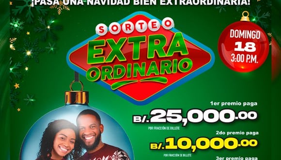 Sorteo Extraordinario del domingo 18 de diciembre (Foto: Lotería de Panamá)