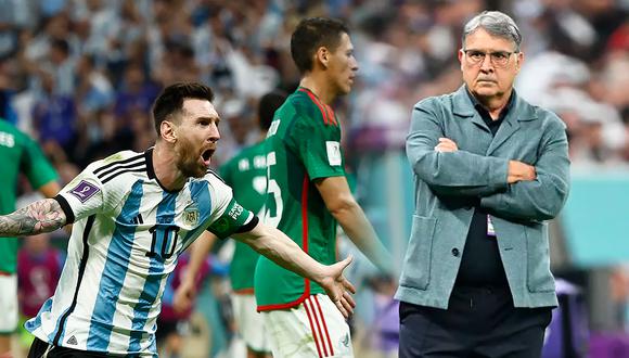 Lionel Messi de Argentina celebra, mientras que Gerardo Martino, DT de la selección México, lo lamenta (Foto: Composición Depor/Getty Images/EFE)