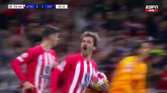 Gol de Antoine Griezmann para el 1-1 de Atlético Madrid vs. Inter. (Video: ESPN)