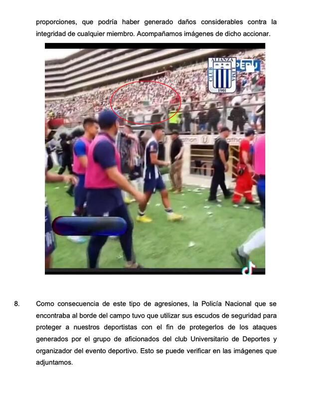 Alianza Lima denunció a Universitario de Deportes ante la CD-FPF hechos de violencia durante en clásico disputado en el estadio Monumental.