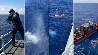 Agente dispara contra tiburón para rescatar a guardacostas en el Pacífico 