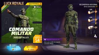 Free Fire: guía para obtener el atuendo Comando Militar en el Luck Royale