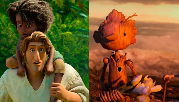 "Pinocho de Guillermo del Toro" y "Monstruo del mar" se encuentran nominadas en la categoría de mejor película animada. (Foto: Netflix-Composición)