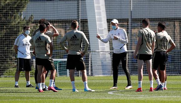 Segundo entrenamiento grupal de Zidane y sus pupilos en Valdebebas. (Foto: Real Madrid)