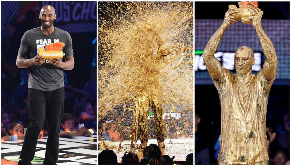 Kobe Bryant asistió a la ceremonia de premiación de Nickelodeon y fue balado en oro. (Getty)