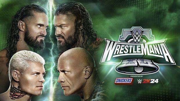 The Rock y Roman Reigns se unen contra Cody Rhodes y Seth Rollins.  (WWE Corp)