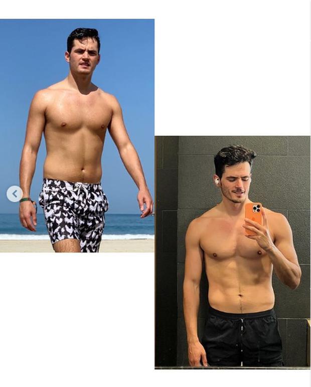 Las imágenes comparativas que muestran un antes y un después de bajar de peso (Foto: Martín Barba / Instagram)