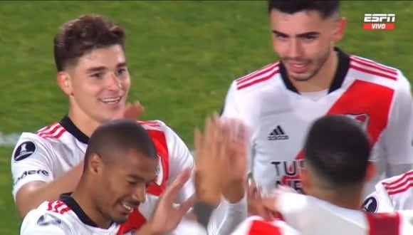 Santiago Simón y Julián Álvarez anotaron para el 6-0 de River Plate vs. Alianza Lima. (Captura: ESPN)