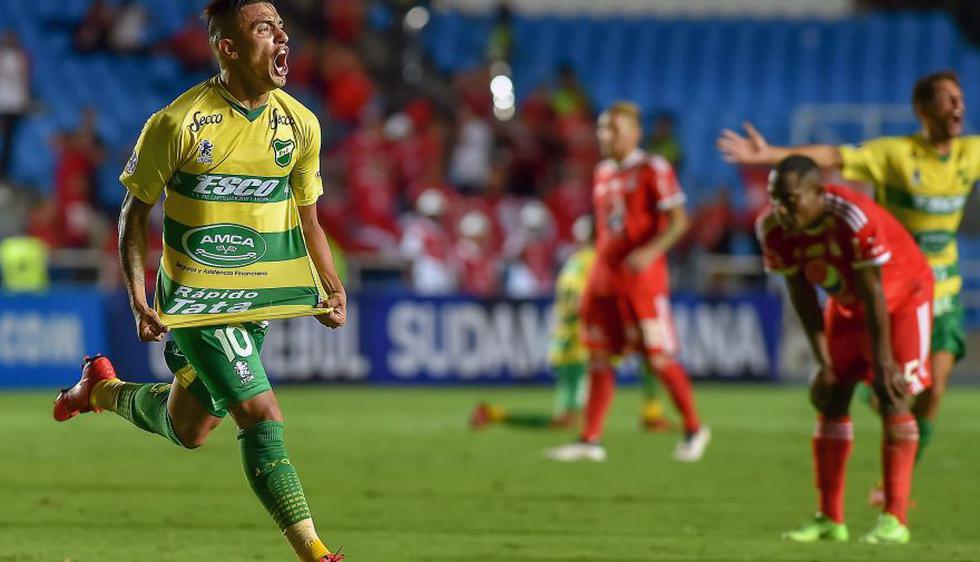 Defensa y Justicia goleó 3-0 a América de Cali en el Pascual Guerrero por la fase 1 de la Copa Sudamericana 2018. (AFP)