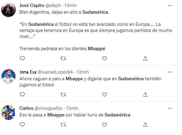 Los comentarios en redes sociales sobre Mbappé y el fútbol sudamericano.