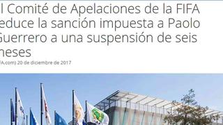 Paolo Guerrero sí va al Mundial Rusia 2018: así informó FIFA la reducción de la sanción a 6 meses