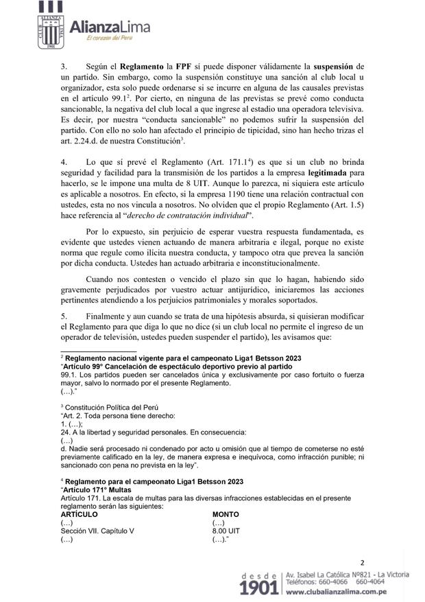 Alianza Lima envió una carta notarial a la FPF. (Imagen: Alianza Lima)