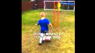 Desde la mano de Maradona hasta el tiro libre de CR7: niño recreó 11 goles históricos del fútbol [VIDEO]
